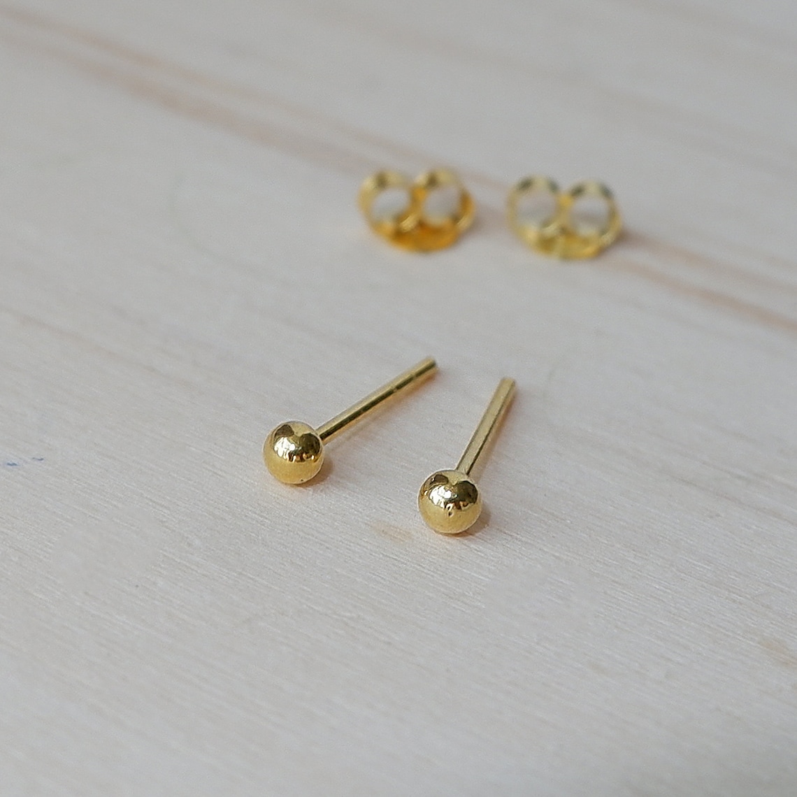 3mm Gold Ball Stud Earrings 925 Sterling Silver Gold Etsy