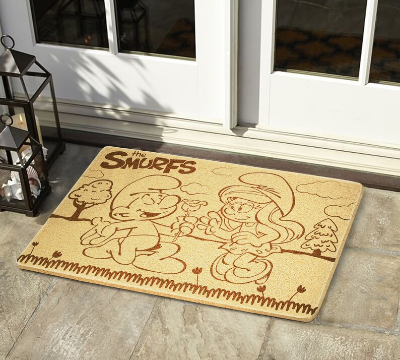 Cute Door Mat The Smurfs Door Rug Front Doormat Porch Mat Etsy