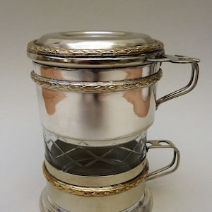 French Art Deco silver plated one person coffee maker with filter