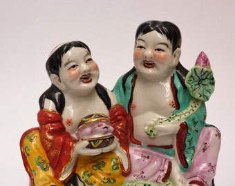 Chinese Mid Century  porcelain figurine of the HeHe Erxian twins