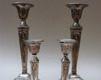 Victorian silver plated candlesticks neo classical style