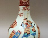 Japanese Edo Meiji porcelain Hichozan Shinpo bottle vase