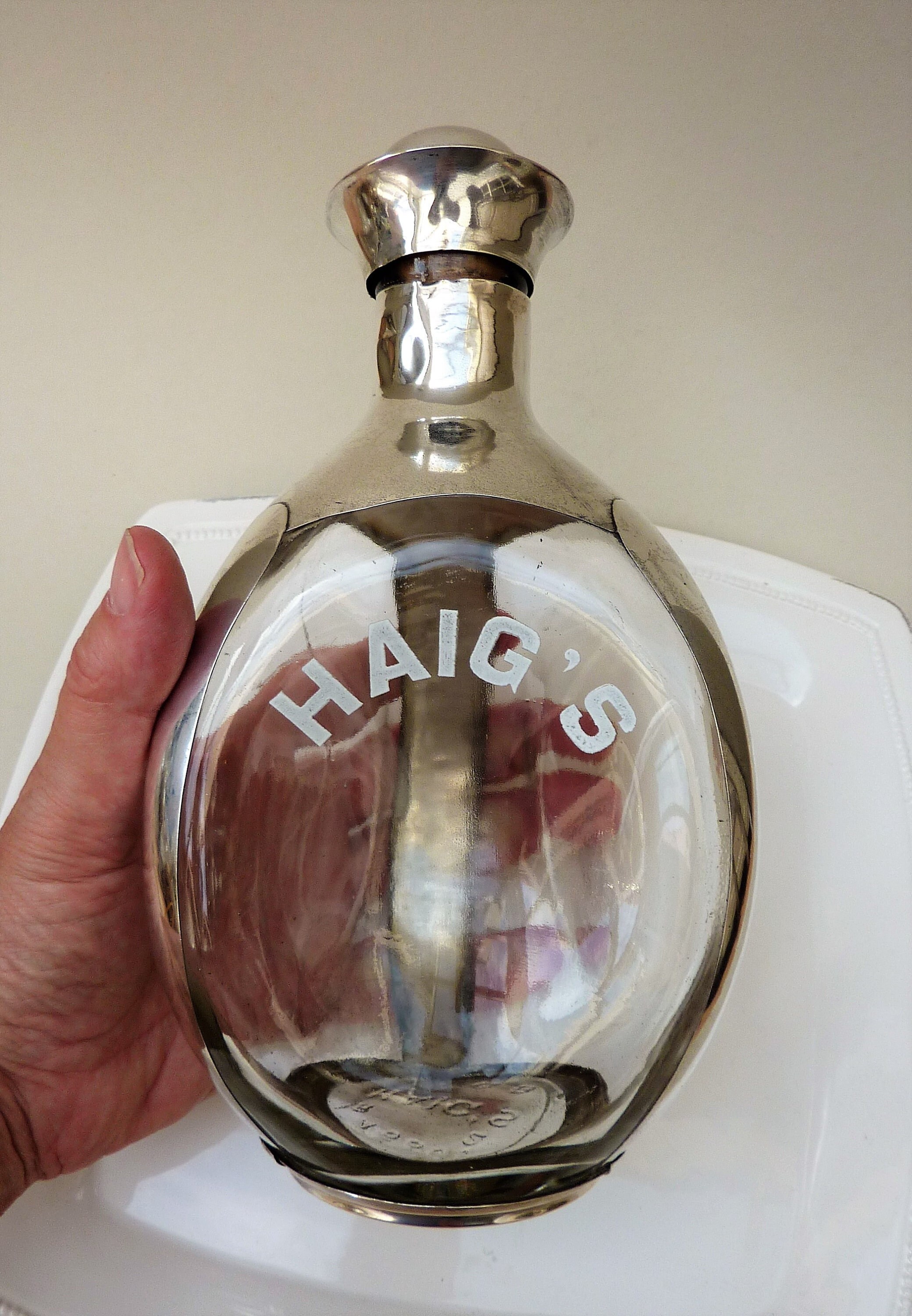Haigs Dimple bottle Whisky decanter with sterling silver overlay