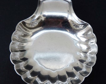 Christofle antique silver plated shell butter dish with glass insert