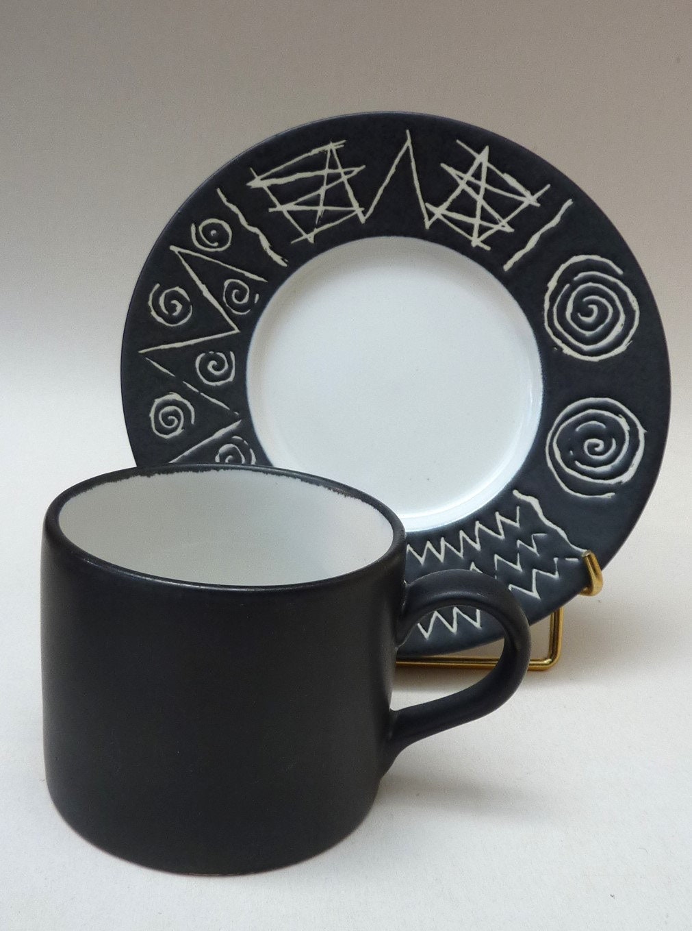 Habitat Japan Scraffito Cup With Saucer - Etsy