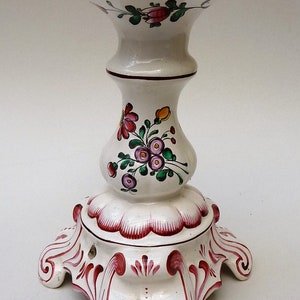 Faience candlestick decor Strasbourg attr Henri Chaumeil