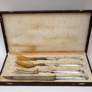 Tourgeman Paris Art Deco meat carving and salad server set