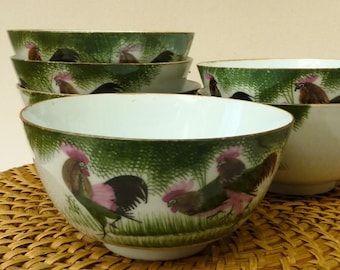 Chinese porcelain rooster bowl