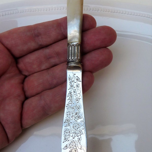 Lee and Wigfull Sheffield Victorian silver plated mother of pearl butter knife