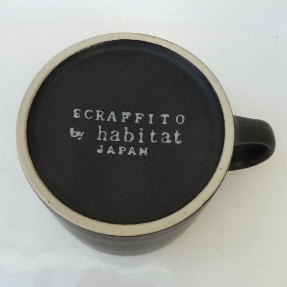 Habitat Japan Scraffito Cup With Saucer - Etsy
