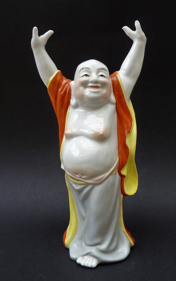 中国の磁器製、両手を挙げた幸せそうな仏像 - Etsy 日本