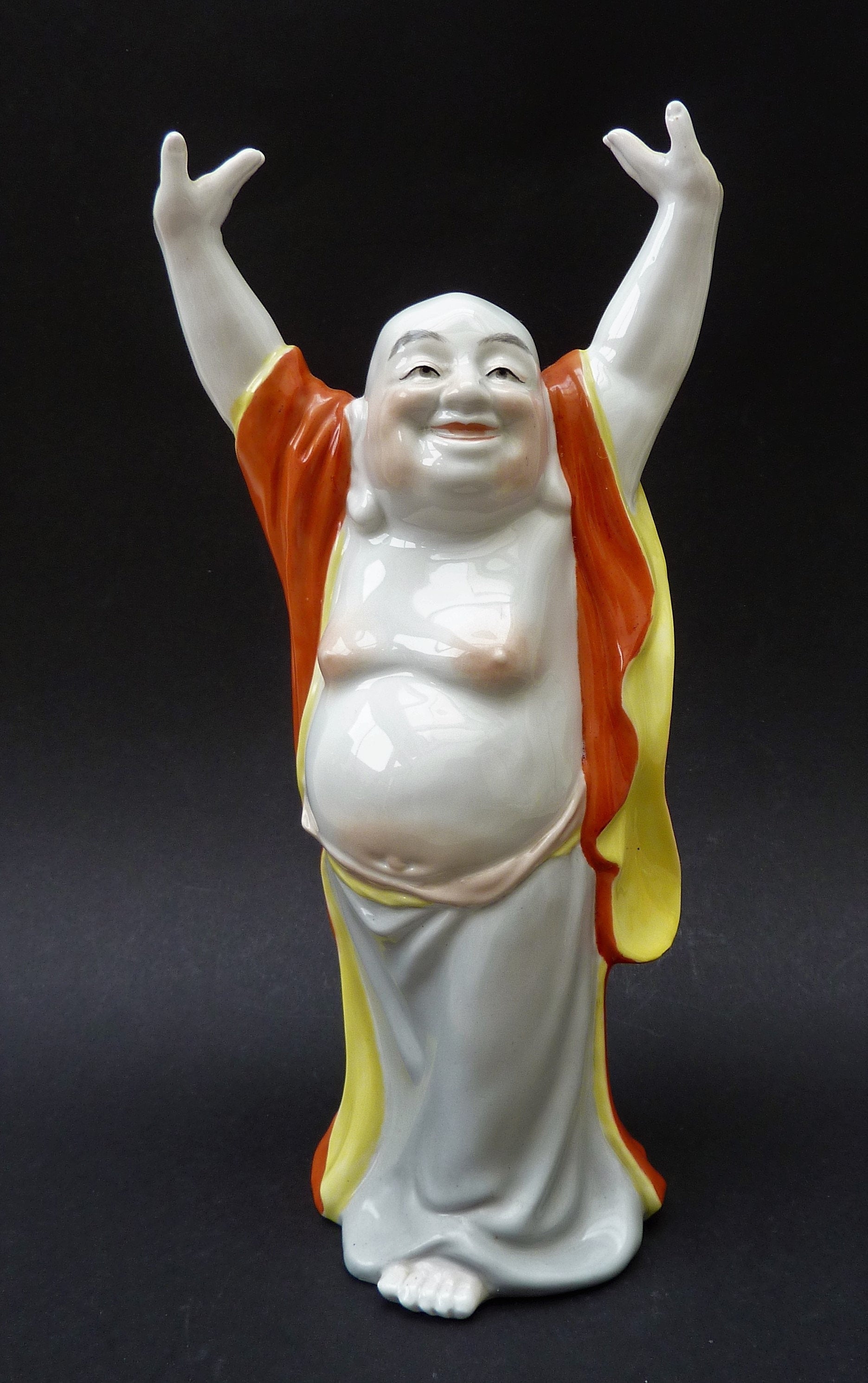 中国の磁器製、両手を挙げた幸せそうな仏像 - Etsy 日本