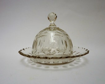 Antique 19th century Dutch cut crystal butter dome