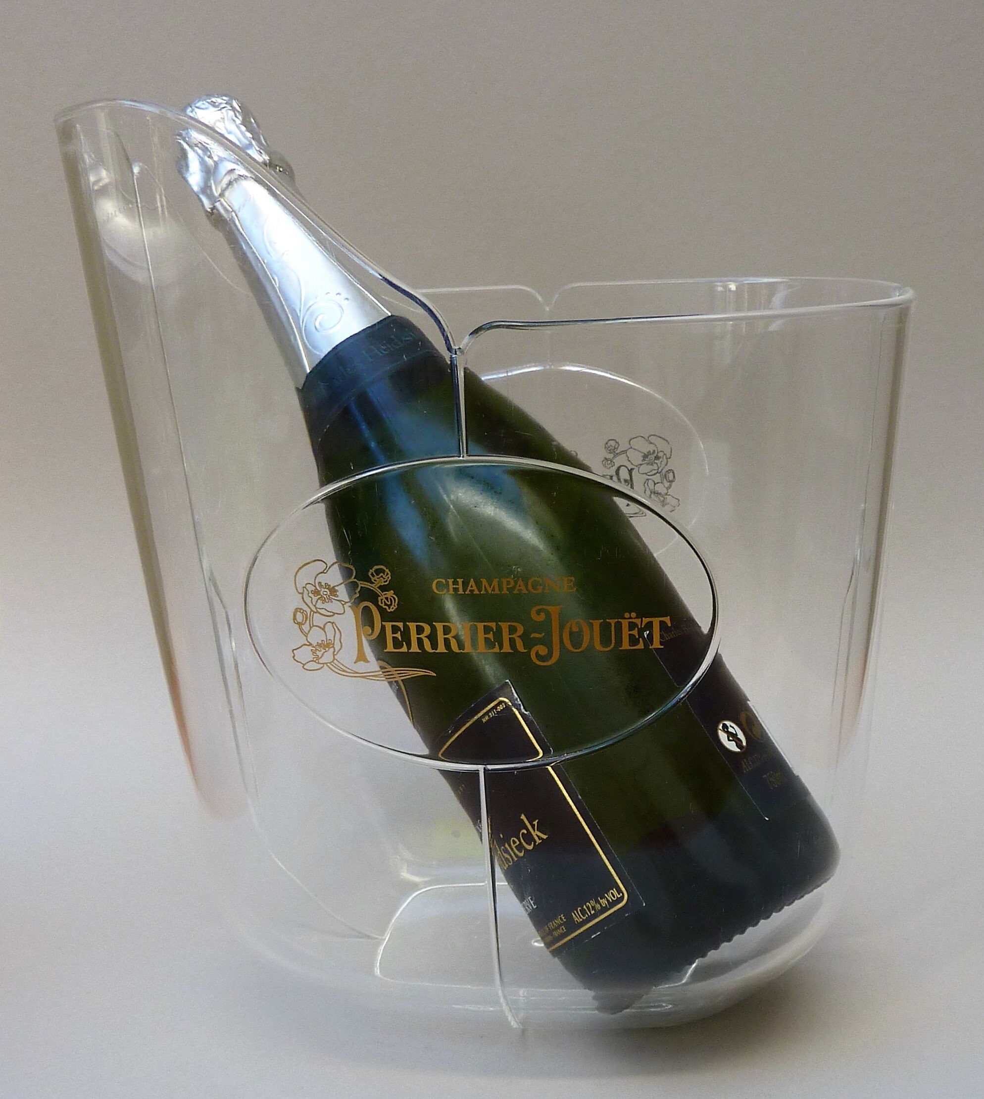 Seau à Champagne Perrier-Jouet – Design Transparence Doré/Blanc – Acrylique Art Déco