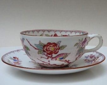 Sarreguemines Minton-patroon 252 theekop met schotel 19e eeuw