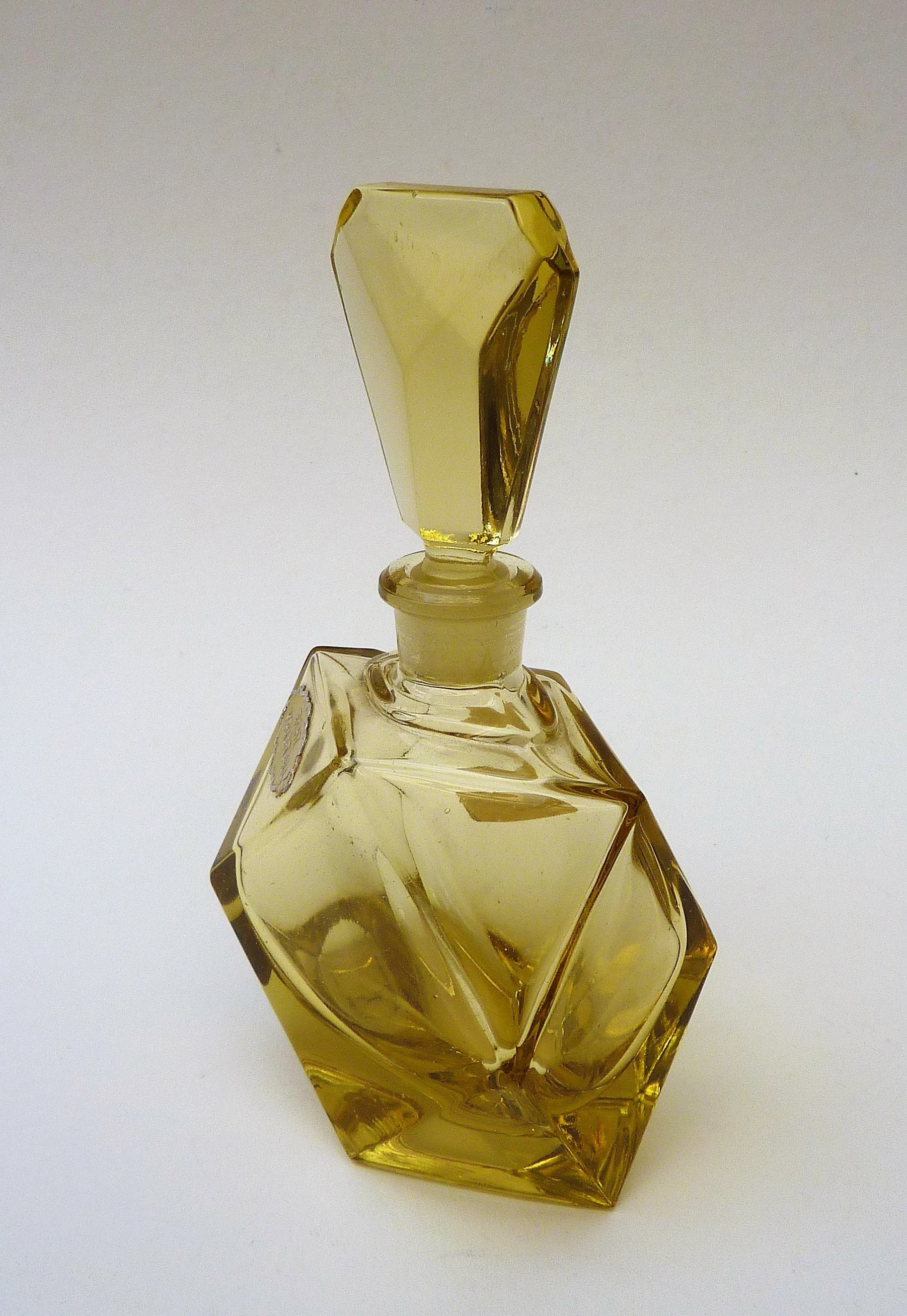 Art Deco Yellow Crystal Perfume Bottle Etsy
