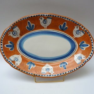 Solimene Vietri Campagna Chicken orange oval serving dish