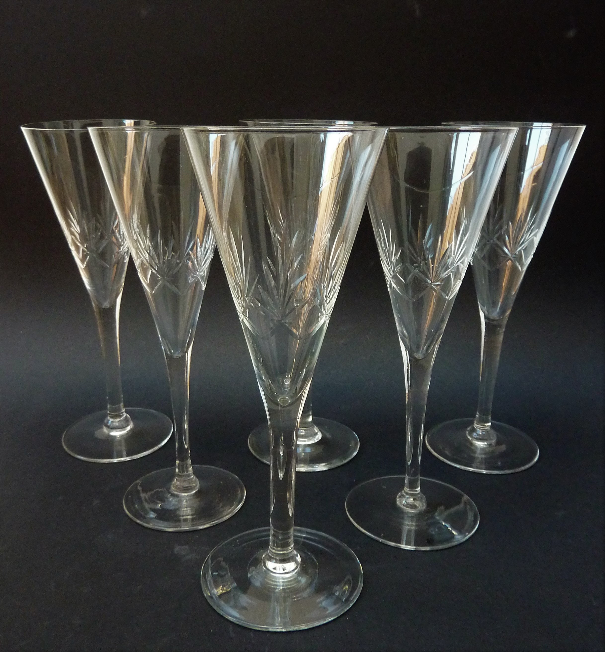 Art Deco crystal champagne flute glass set Etsy