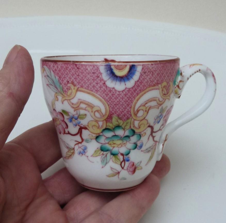 Lot De 2 Tasses Et Soucoupes Sarreguemines Minton France - Motif 216 Rose - Vintage 1900-1919