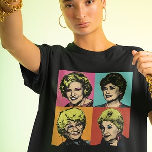 Golden Girls Pop Art Shirt – Retro TV Icons Tee – 80s Graphic T-Shirt – Iconic Women Gift – Dorothy Rose Blanche Sophia Fan Shirt