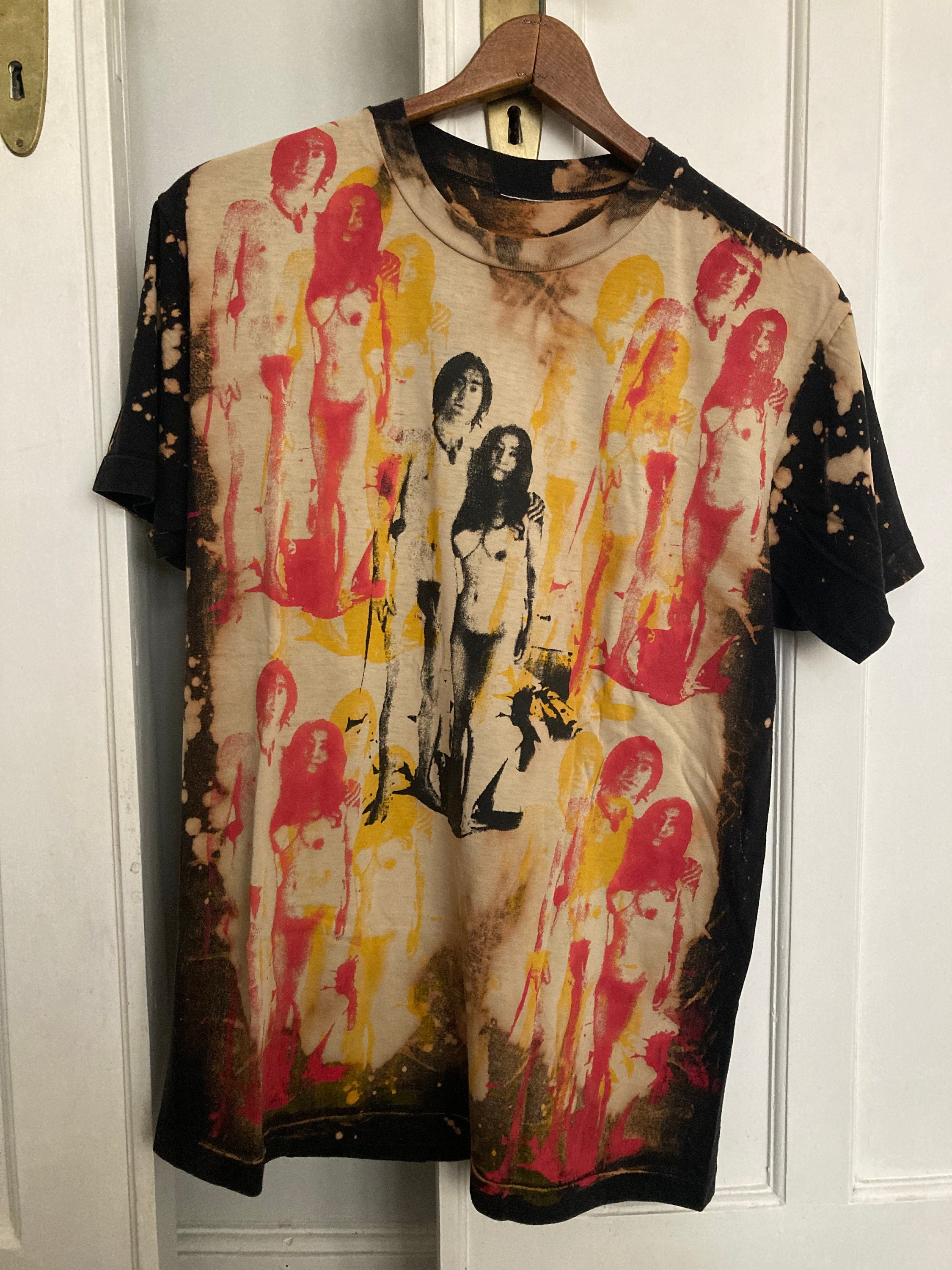Vintage John Lennon & Yoko Ono Naked T Shirt All Over Print Acid
