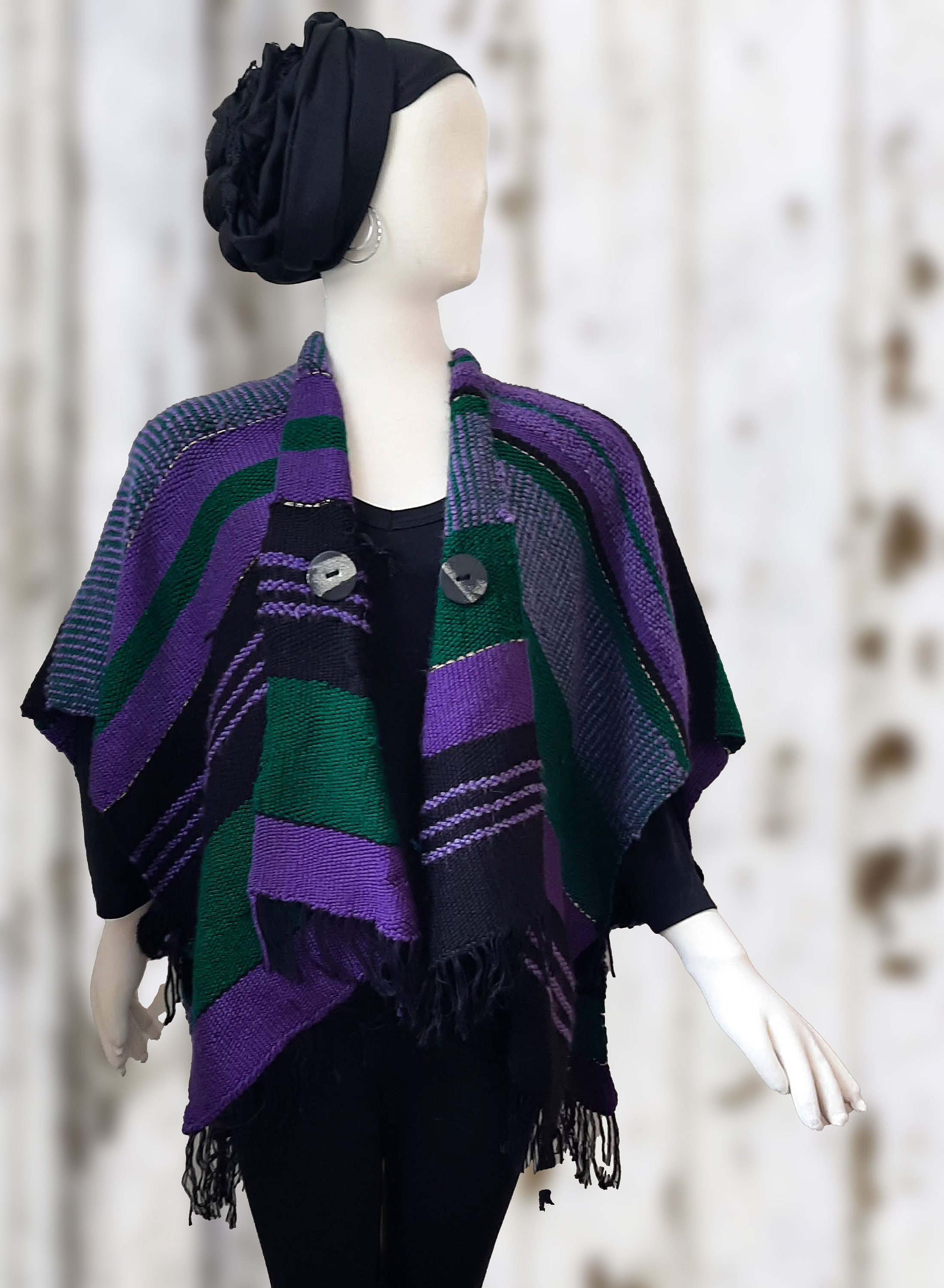 Handwoven Ruana With Sleeves Etsy