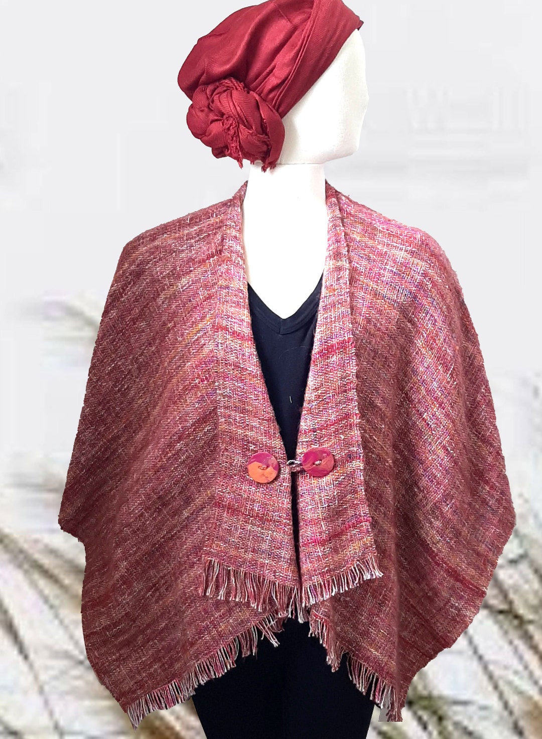 Handwoven Ruana With Sleeves Handmade Shawl Wrap With Handmade Etsy