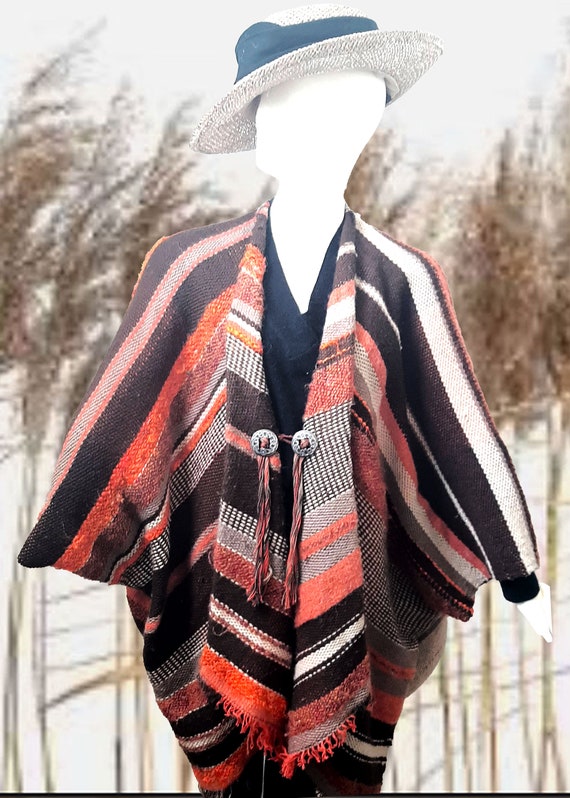Handwoven Ruana With Sleeves Handmade Shawl Wrap With Handmade Etsy