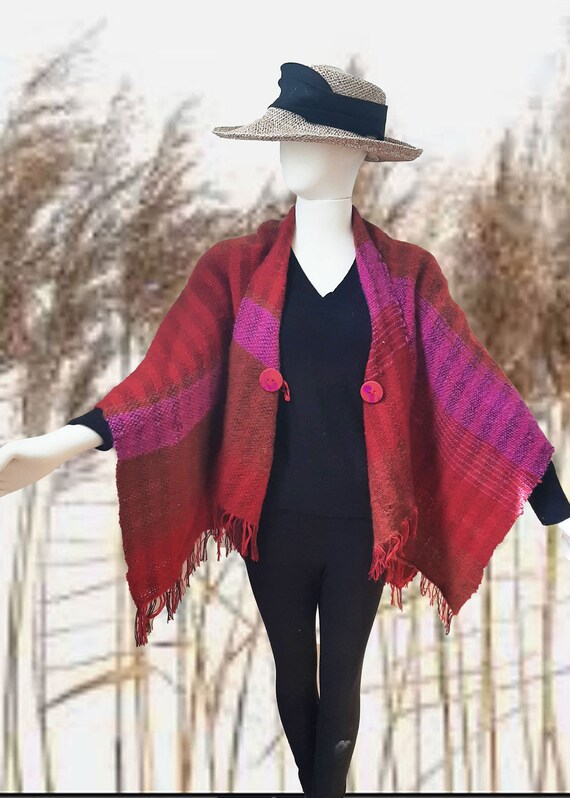 Handwoven Ruana With Sleeves Handmade Shawl Wrap With Handmade Etsy
