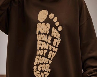 Diseño de camiseta con huella SVG "Camina por fe", regalo cristiano, transferencias digitales DTF.
