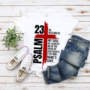 Psalm 23 Christian Cross Catholic Art Tshirt Design: PNG for DTF Transfers  (Digital download)