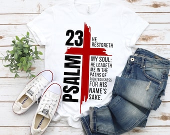Psalm 23 Christian Cross Catholic Art Tshirt Design: PNG for DTF Transfers  (Digital download)