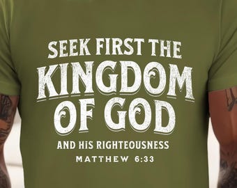 Mateo 6:33 Reino de Dios Diseño de camiseta cristiana Transferencias DTF (Descarga digital)