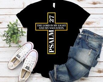 Psalm 27 Christian Cross Tshirt Design Bible Verse Digital products (PNG, PDF, SVG)