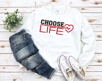 Choose Life Heartbeat TShirt Design: Pro-Life PNG for DTF Transfers (Digital Download)