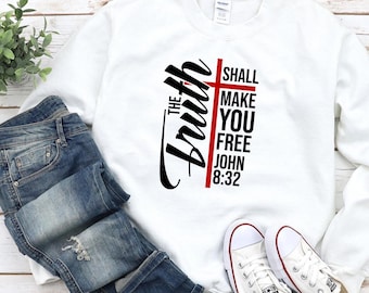 John 8:32 Bible Verse T-Shirt Design, Christian PNG, SVG, PDF (Digital Download)