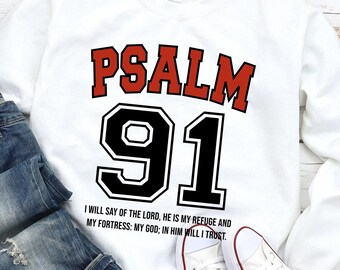 Psalm 91 SVG, Christian Bible Verse PNG for DTF Transfers (Digital Download)