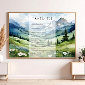 Psalm 121 wall art Watercolor Painting of Valleys and Mountains - Religious Home Decor | Christian printable wall art | Psalm 121 PNG