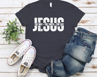 Jesus The Way The Truth The Life SVG Christian Distressed font TShirt Design DTF Transfers (Digital Download)
