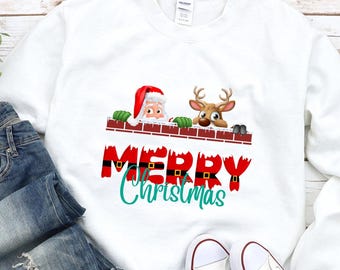 Reindeer Santa Merry Christmas Design, T-shirt & Tote Bag Prints (PNG, SVG, PDF)