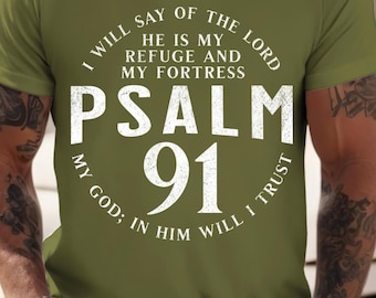 Salmo 91 Cristiano Estilo Desgastado PNG SVG – Diseño de Versículo Bíblico Transferencias DTF (Descarga Digital)