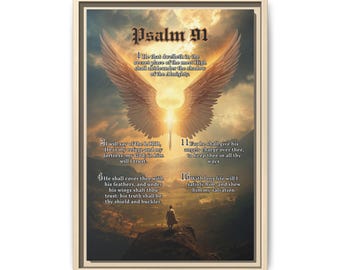 Psalm 91 Angel Wings Matte Canvas, Framed | Religious Wall Art