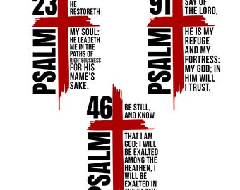 Psalm 23, 91, 46 Cross T-Shirt Design, Christian Catholic PNG SVG PDF (Digital Download)