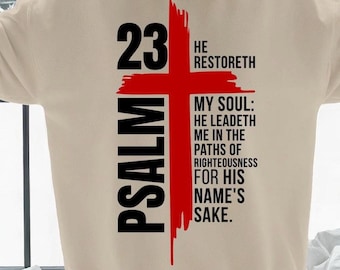Diseño de camiseta con la cruz cristiana del Salmo 23: PNG para transferencias DTF (descarga digital)