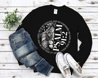 Psalm 91:2 Christian Lion SVG – Bible Verse Design PNG for DTF Transfers (Digital Download)