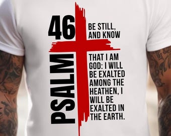 Salmo 46:10 Cruz SVG / Diseño de camiseta con versículo bíblico cristiano (Descarga digital)