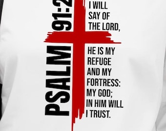 Salmo 91:2 Cruz Cristiana SVG – Diseño de versículo bíblico PNG para transferencias DTF (descarga digital)