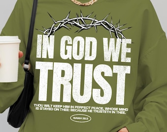 En Dios confiamos Isaías 26:3 Diseño de camiseta cristiana con transferencias digitales (DTF)