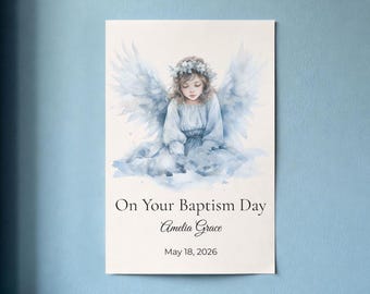 Personalized Angel Baptism Wall Art – Name, Date Christening Decor (Digital Download)