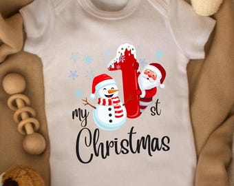 My First Christmas Santa Snowman Design, Sublimation Prints (PNG, SVG, PDF)